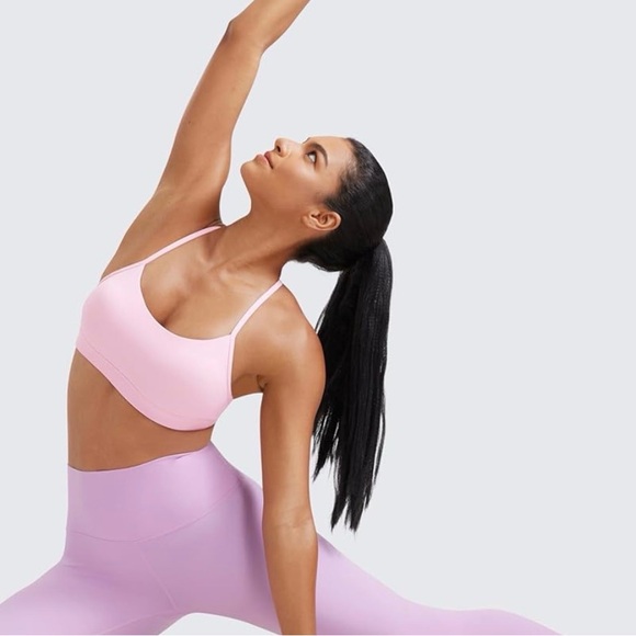 CRZ Yoga Butterluxe Y Back Padded Sports Bra Pink Peony M - Picture 3 of 6